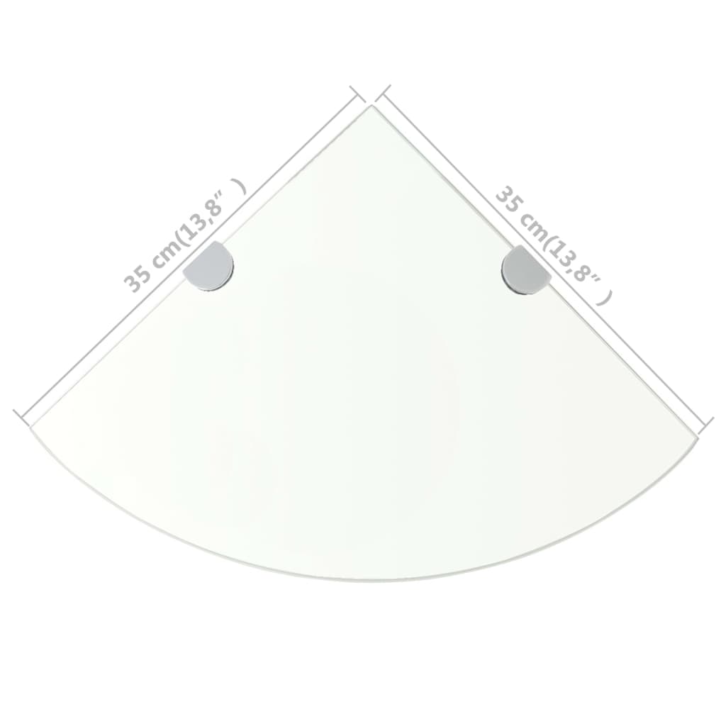vidaXL Półka narożna z chromowanymi wspornikami, szkło, 35x35 cm