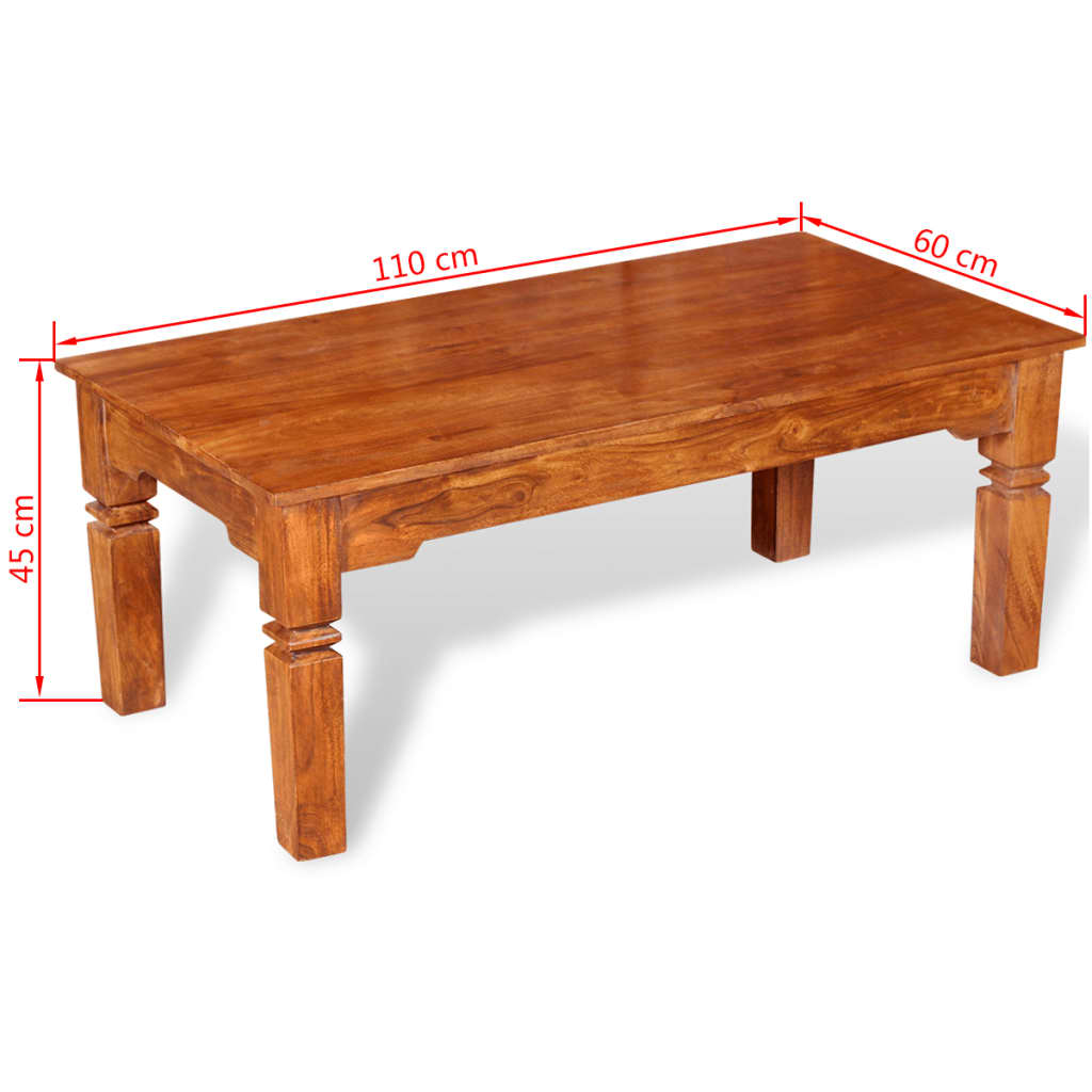 vidaXL Stolik kawowy, lite drewno, 110x60x45 cm
