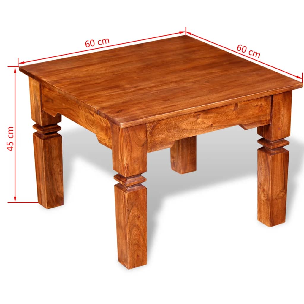 vidaXL Stolik kawowy, lite drewno, 60x60x45 cm