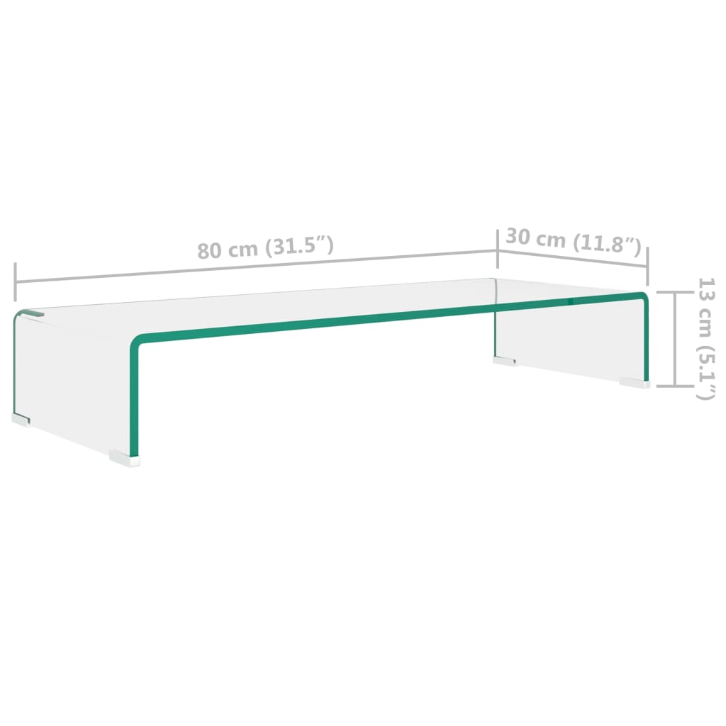vidaXL Podstawka pod monitor / telewizor szklana 80x30x13 cm