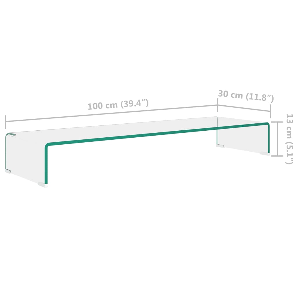 vidaXL Podstawka pod monitor / telewizor szklana 100x30x13 cm