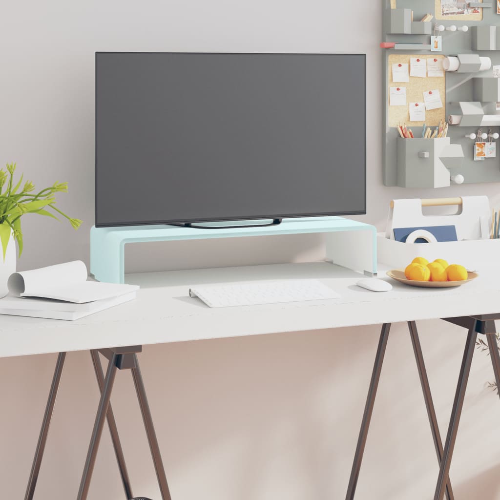 vidaXL Podstawka pod monitor / TV, zielone szkło, 60x25x11 cm