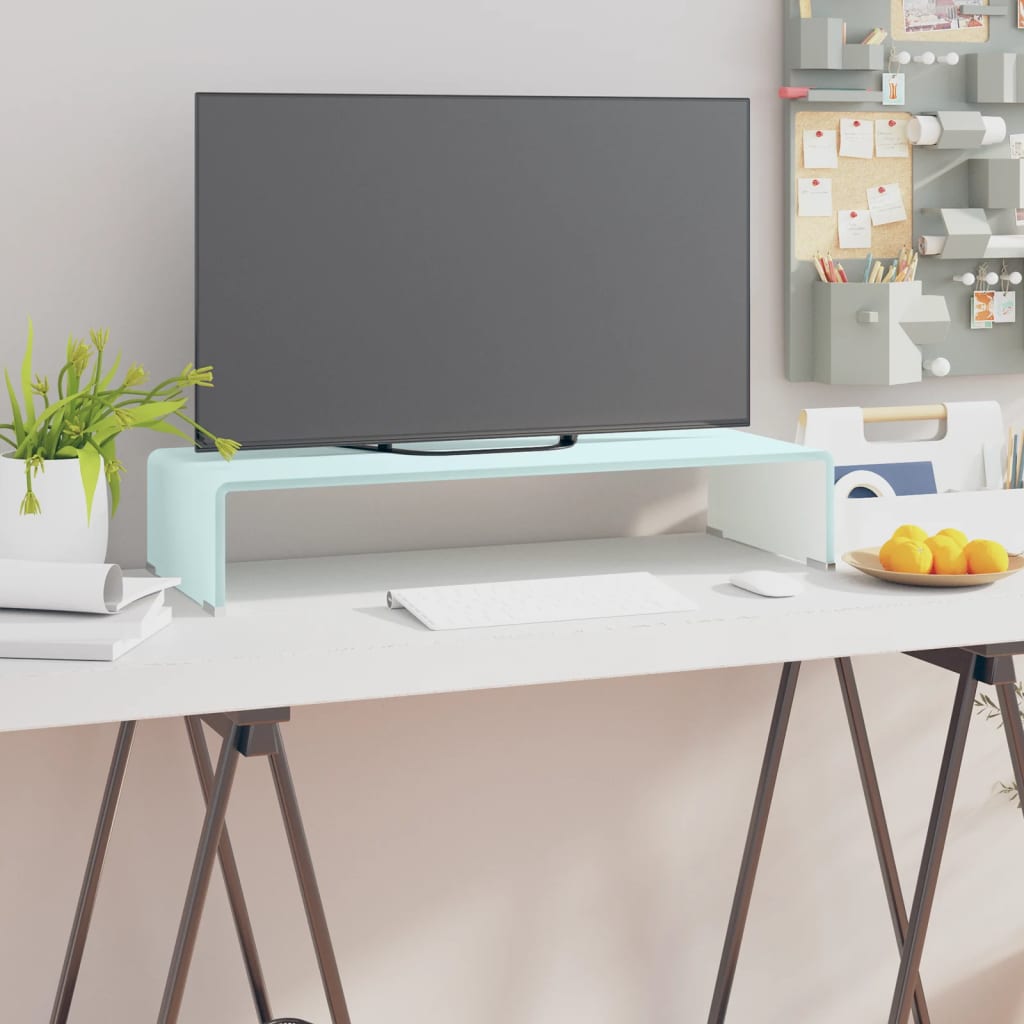 vidaXL Podstawka pod monitor / TV, zielone szkło, 70x30x13 cm
