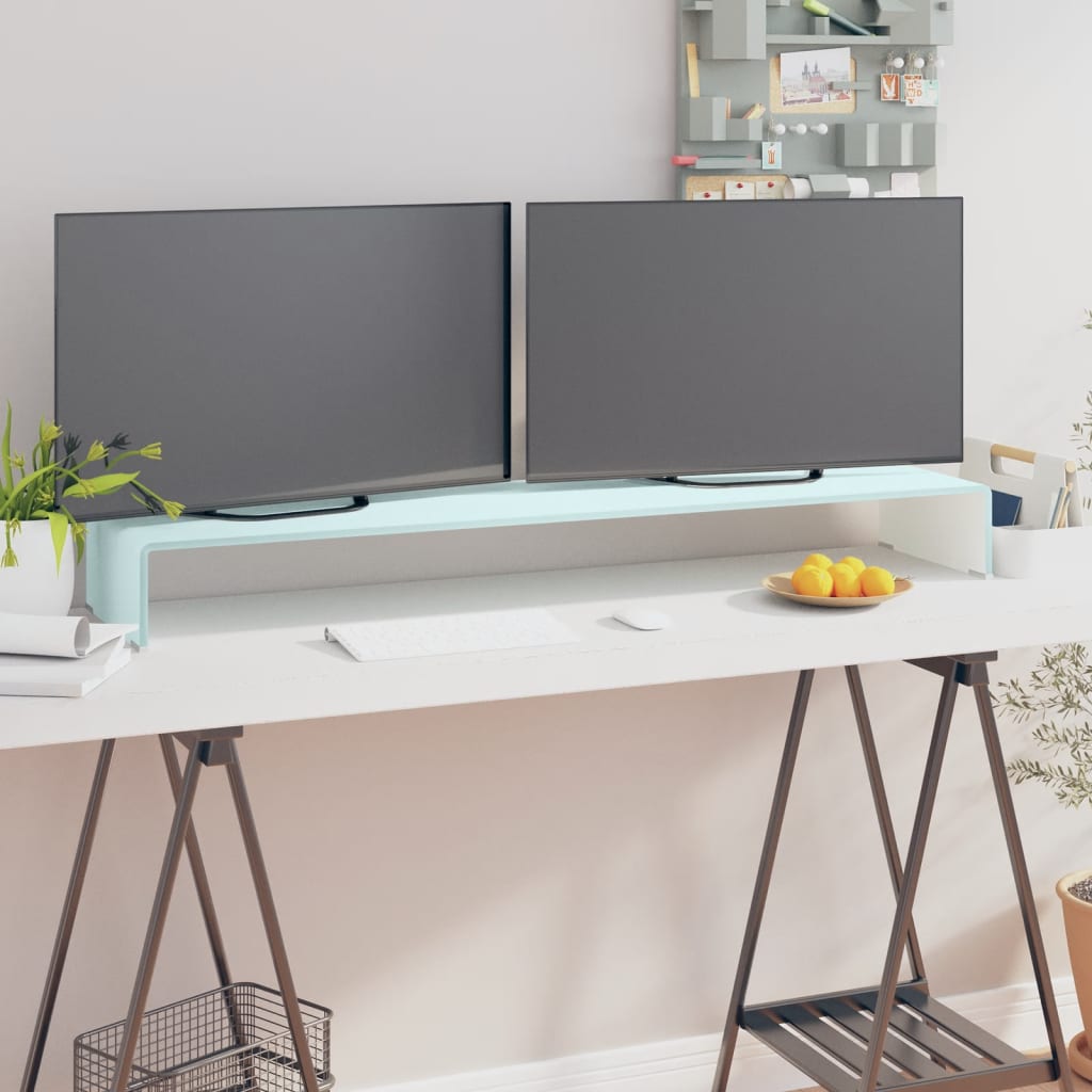 vidaXL Podstawka pod monitor / TV, zielone szkło, 120x30x13 cm