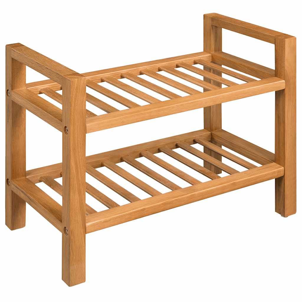 vidaXL Stojak na buty z 2 półkami, 50x27x40 cm, lite drewno dębowe
