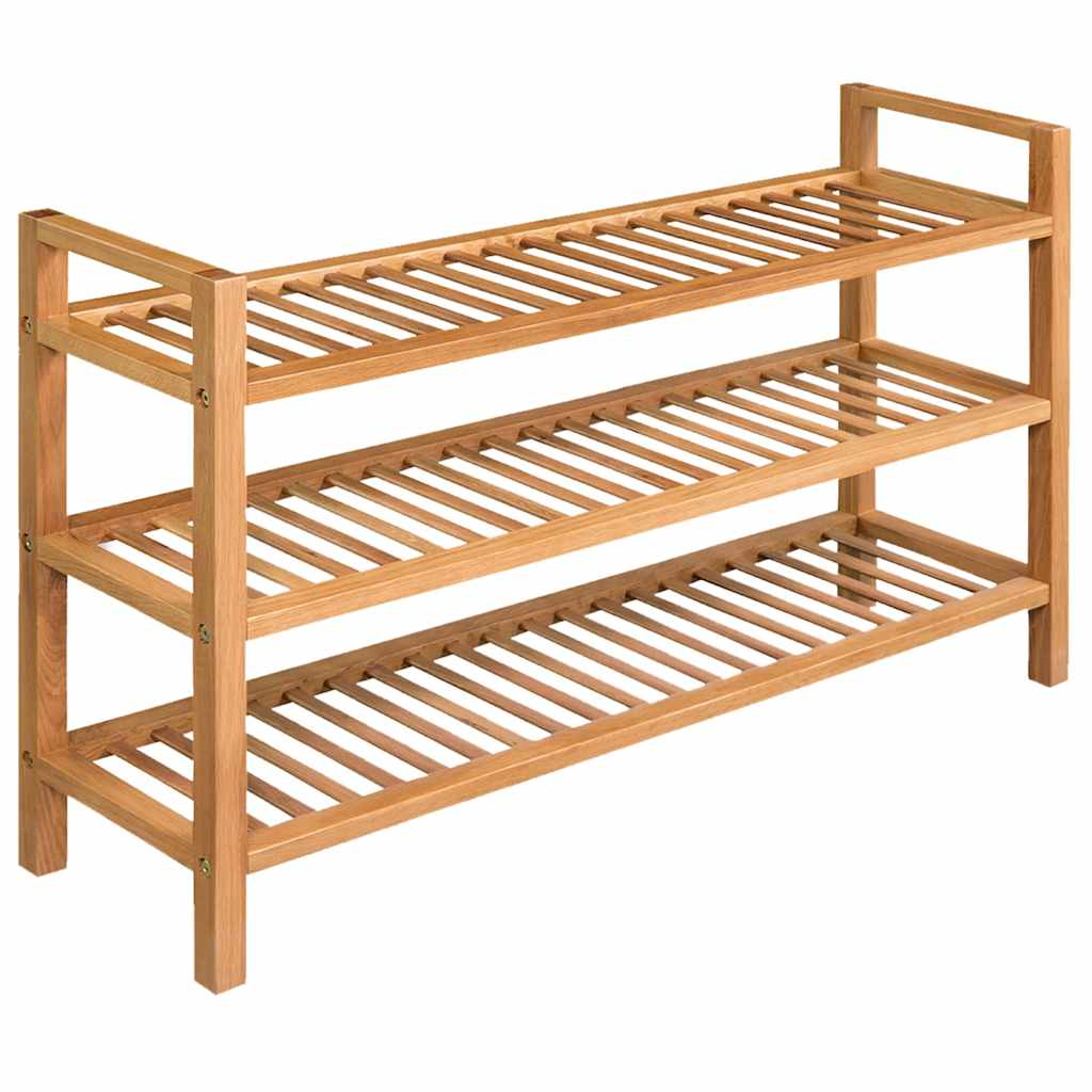 vidaXL Stojak na buty z 3 półkami, 100x27x60 cm, lite drewno dębowe