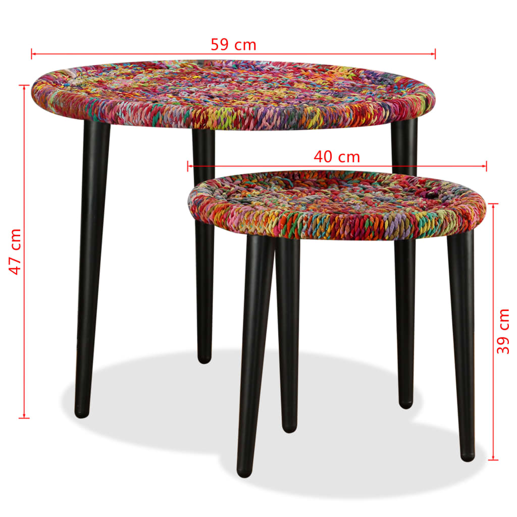 vidaXL Zestaw 2 stolików kawowych z detalami w stylu chindi, wielokolorowy