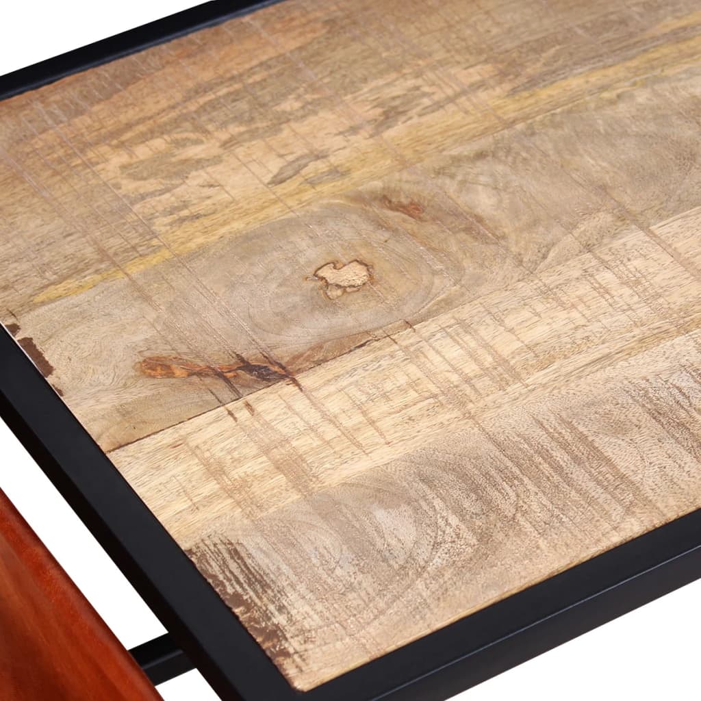vidaXL Stolik kawowy ze skórzanym uchwytem na czasopisma 110x50x45 cm