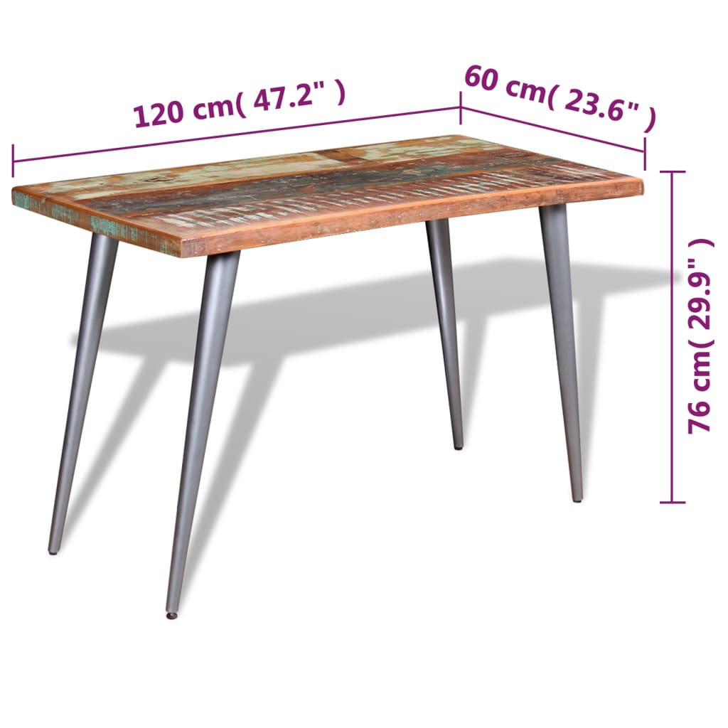 vidaXL Stół do jadalni z litego drewna odzyskanego, 120x60x76 cm
