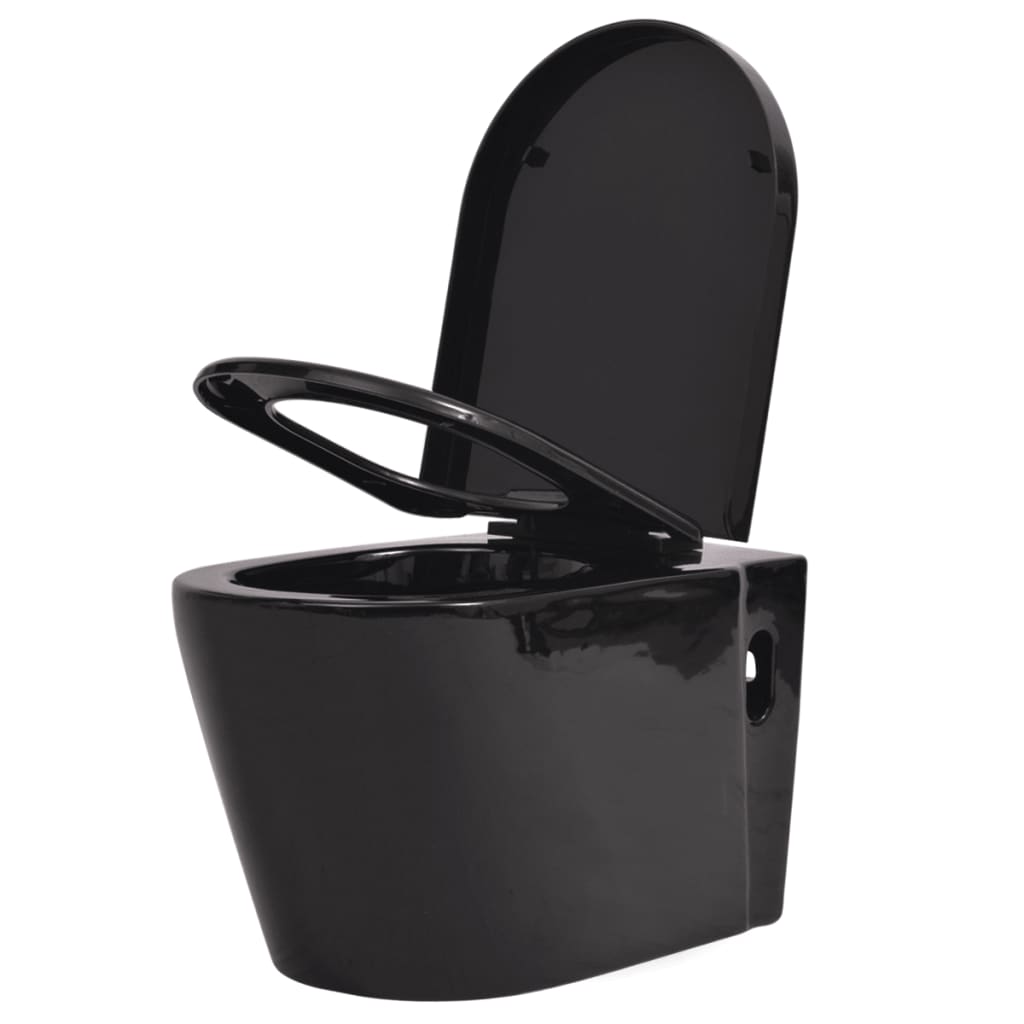 vidaXL Podwieszana toaleta ceramiczna, czarna