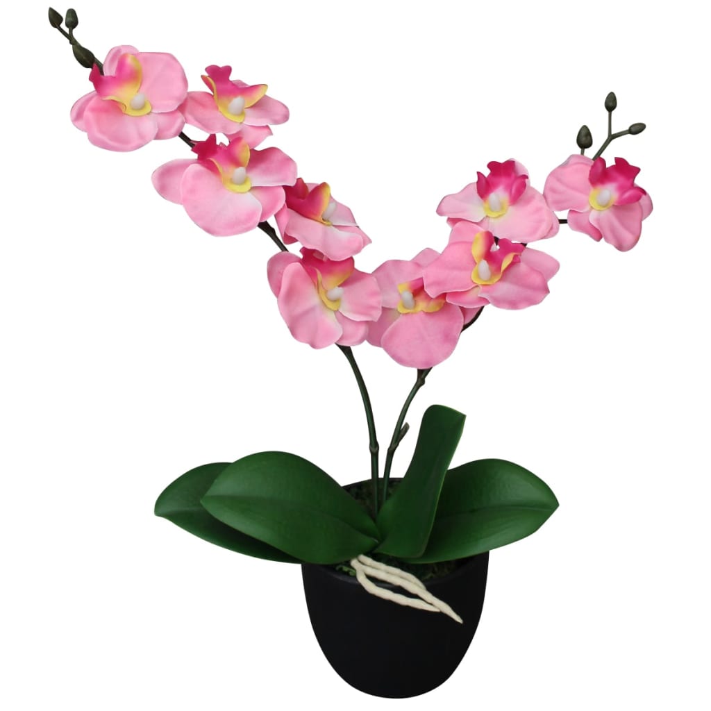 vidaXL Sztuczny storczyk z doniczką, 30 cm, różowy