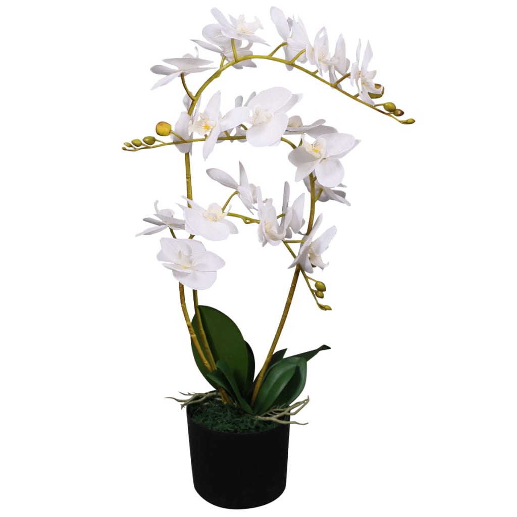 vidaXL Sztuczny storczyk z doniczką, 65 cm, biały