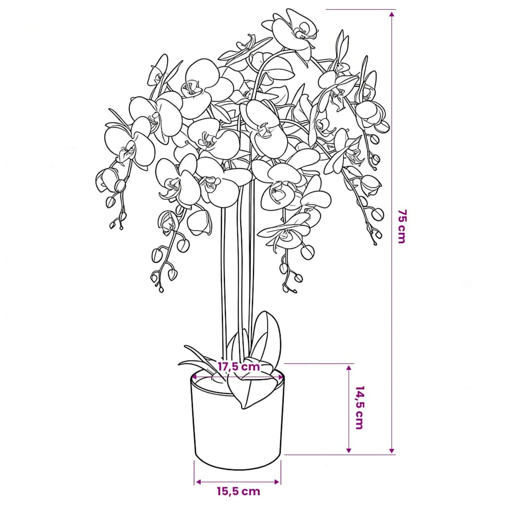 vidaXL Sztuczny storczyk z doniczką, 75 cm, biały