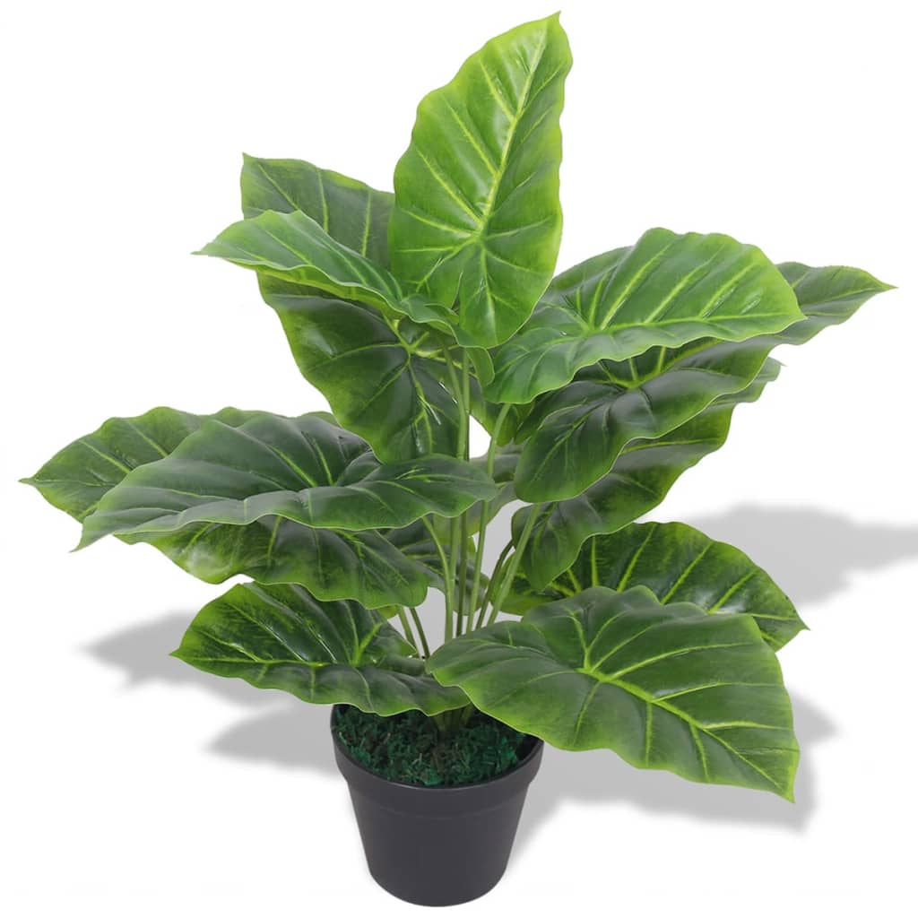 vidaXL Sztuczna kolokazja jadalna (taro) z doniczką, 45 cm, zielona