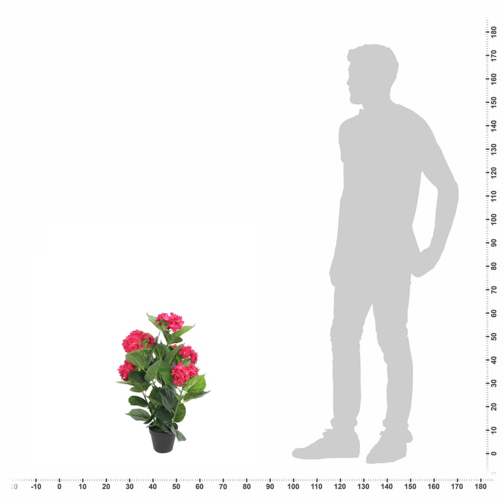 vidaXL Sztuczna hortensja z doniczką, 60 cm, kolor czerwony