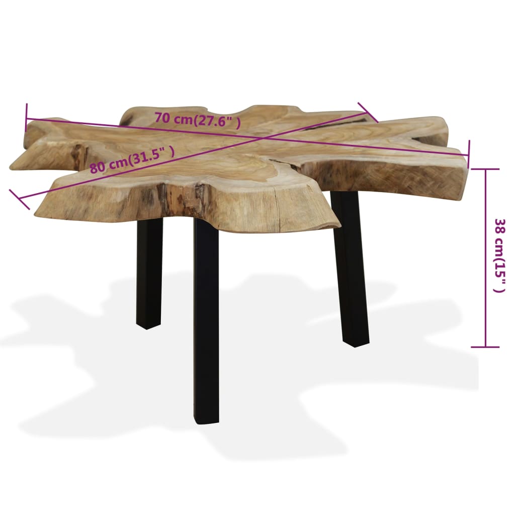 vidaXL Stolik kawowy z drewna tekowego, 80 x 70 x 38 cm