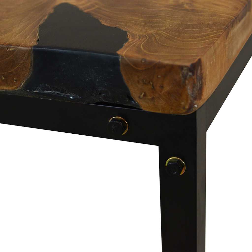 vidaXL Stolik kawowy z drewna tekowego i żywicy, 110 x 60 x 40 cm