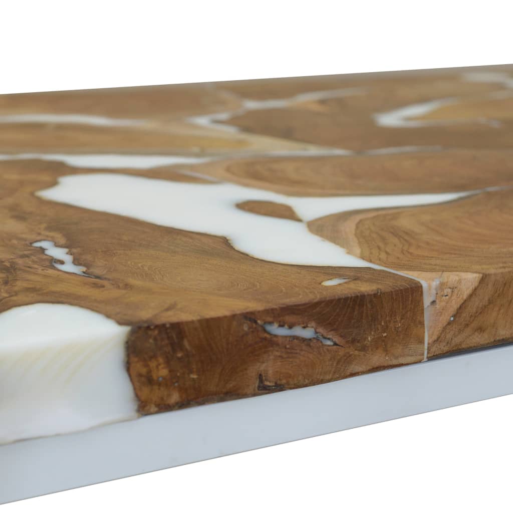 vidaXL Stolik kawowy z drewna tekowego i żywicy, 110 x 60 x 40 cm