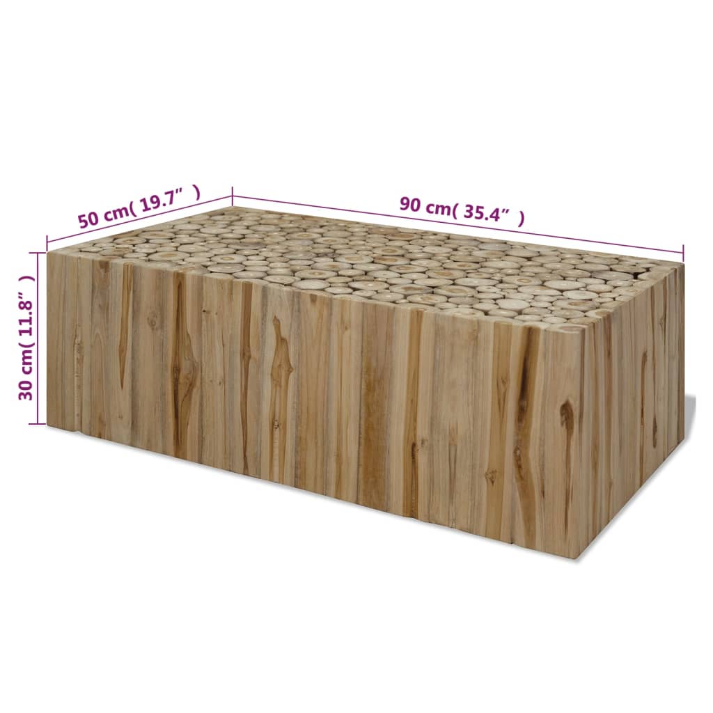 vidaXL Stolik kawowy z drewna tekowego, 90 x 50 x 30 cm
