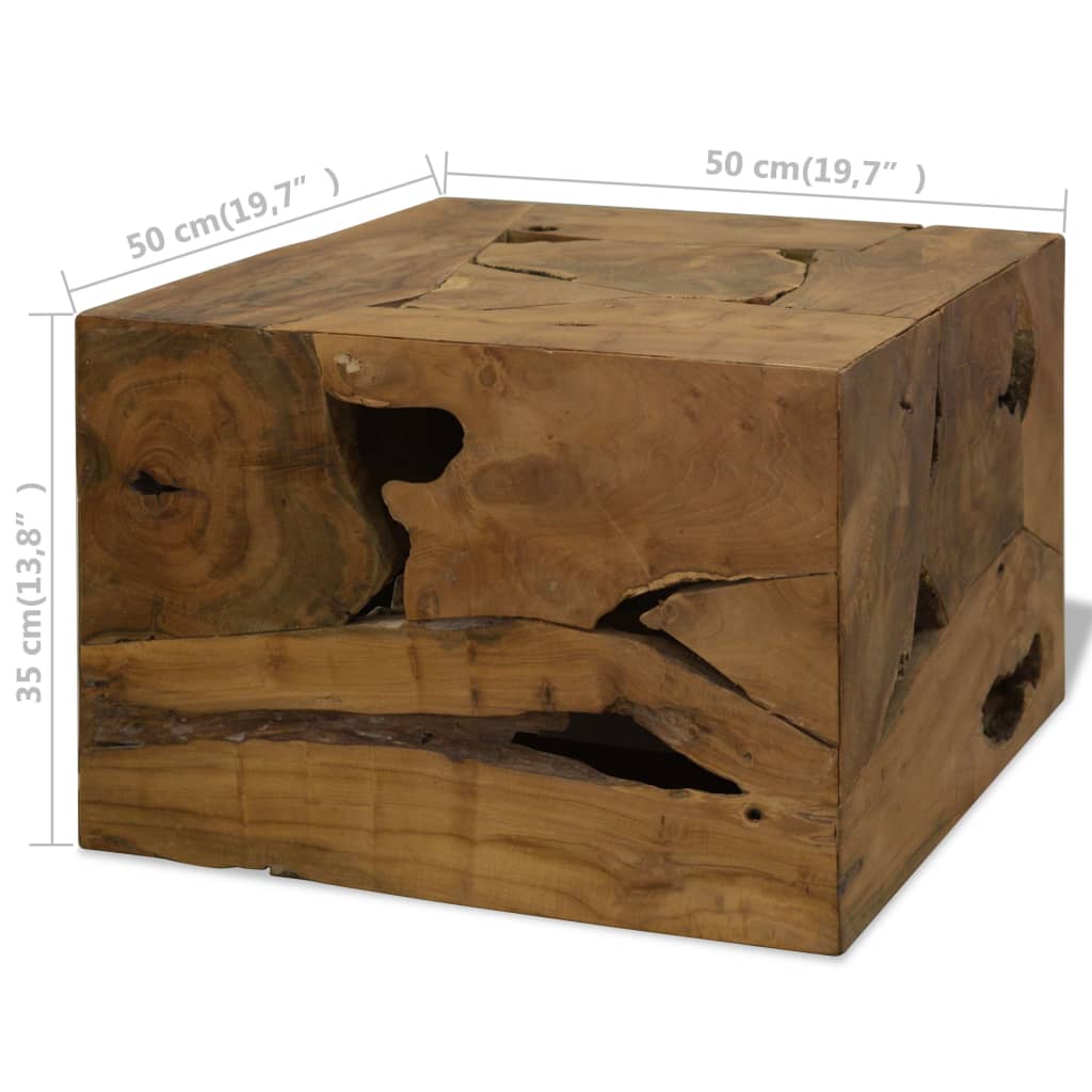 vidaXL Stolik kawowy z drewna tekowego, 50 x 50 x 35 cm, brązowy
