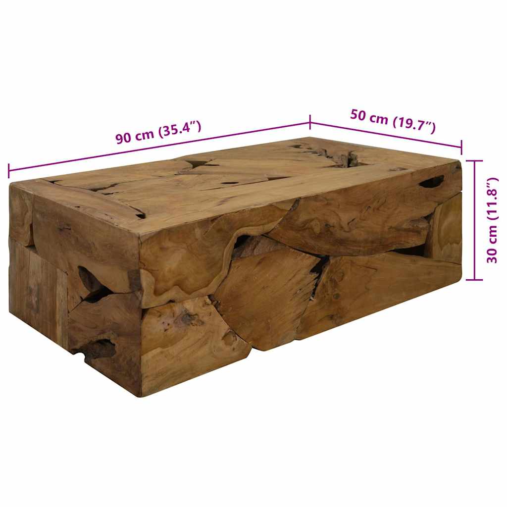 vidaXL Stolik kawowy z drewna tekowego, 90 x 50 x 30 cm, brązowy