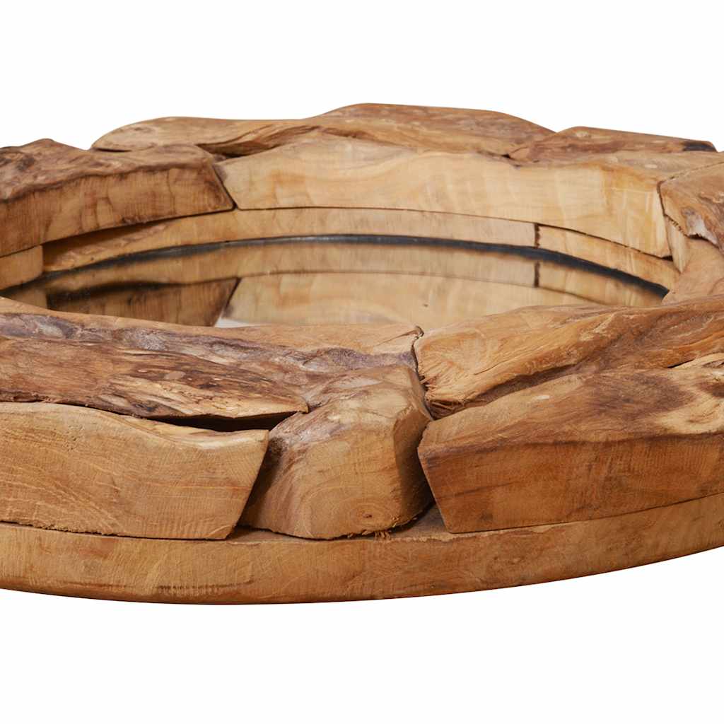 vidaXL Lustro dekoracyjne, drewno tekowe, 80 cm, okrągłe