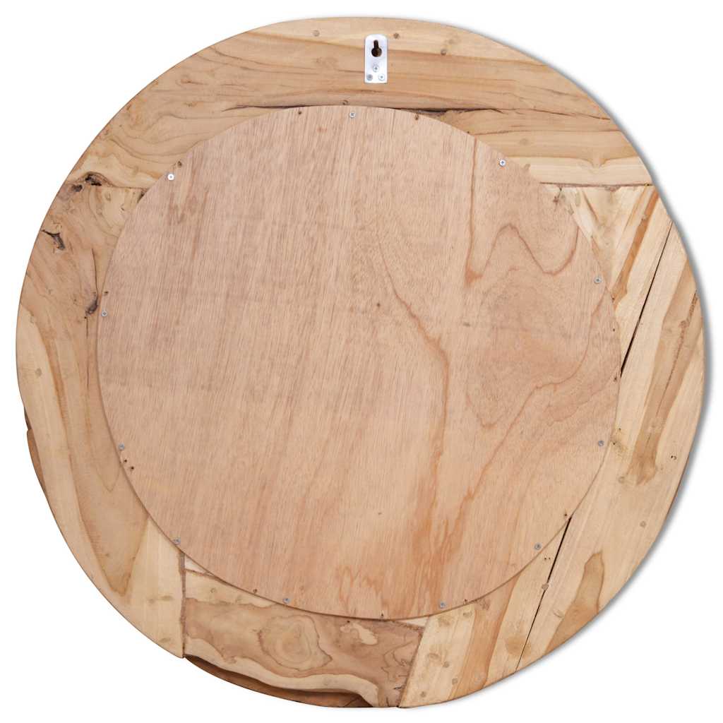 vidaXL Lustro dekoracyjne, drewno tekowe, 80 cm, okrągłe
