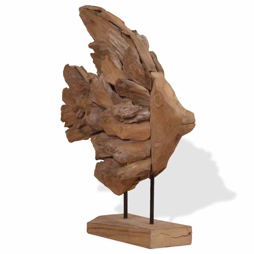 vidaXL Rzeźba Ryba Teak 40x12x57 cm