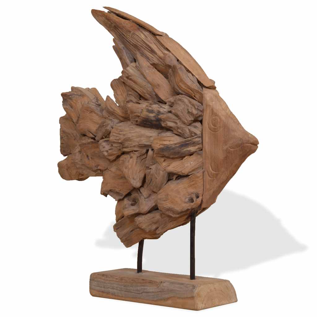 vidaXL Rzeźba Ryba Teak 40x12x57 cm