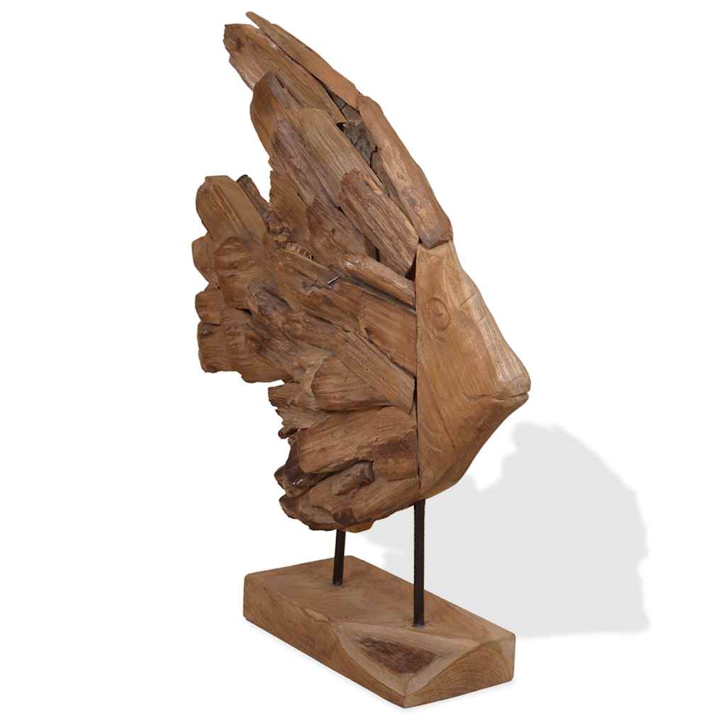 vidaXL Rzeźba Ryba Teak 40x12x57 cm