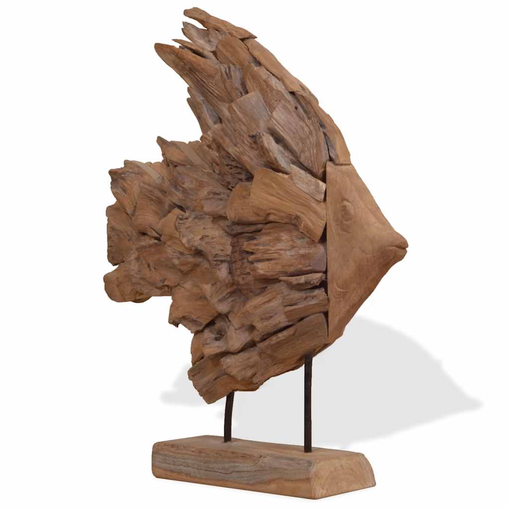 vidaXL Rzeźba Ryba Teak 40x12x57 cm