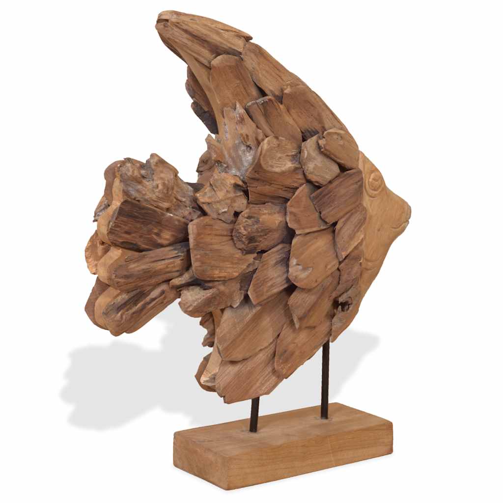 vidaXL Rzeźba Ryba Teak 40x12x57 cm