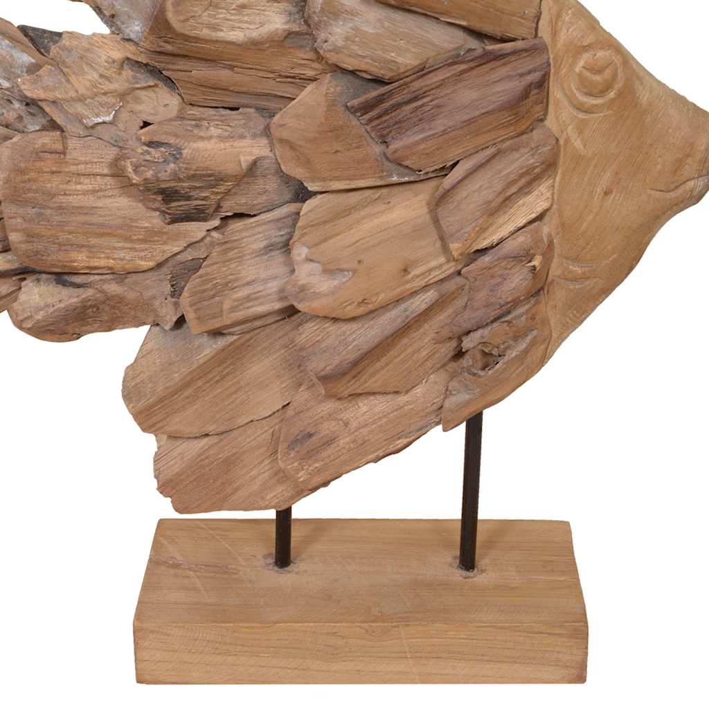 vidaXL Rzeźba Ryba Teak 40x12x57 cm