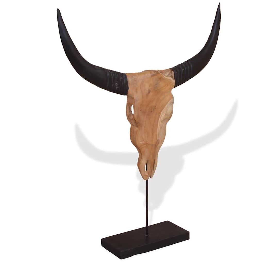 vidaXL Rzeźba Czaszka Byka Teak 66x15x88 cm