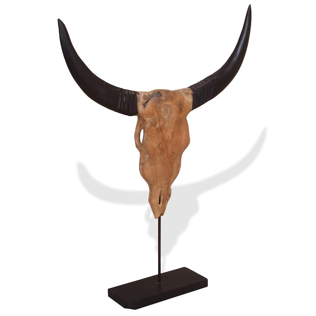 vidaXL Rzeźba Czaszka Byka Teak 66x15x88 cm