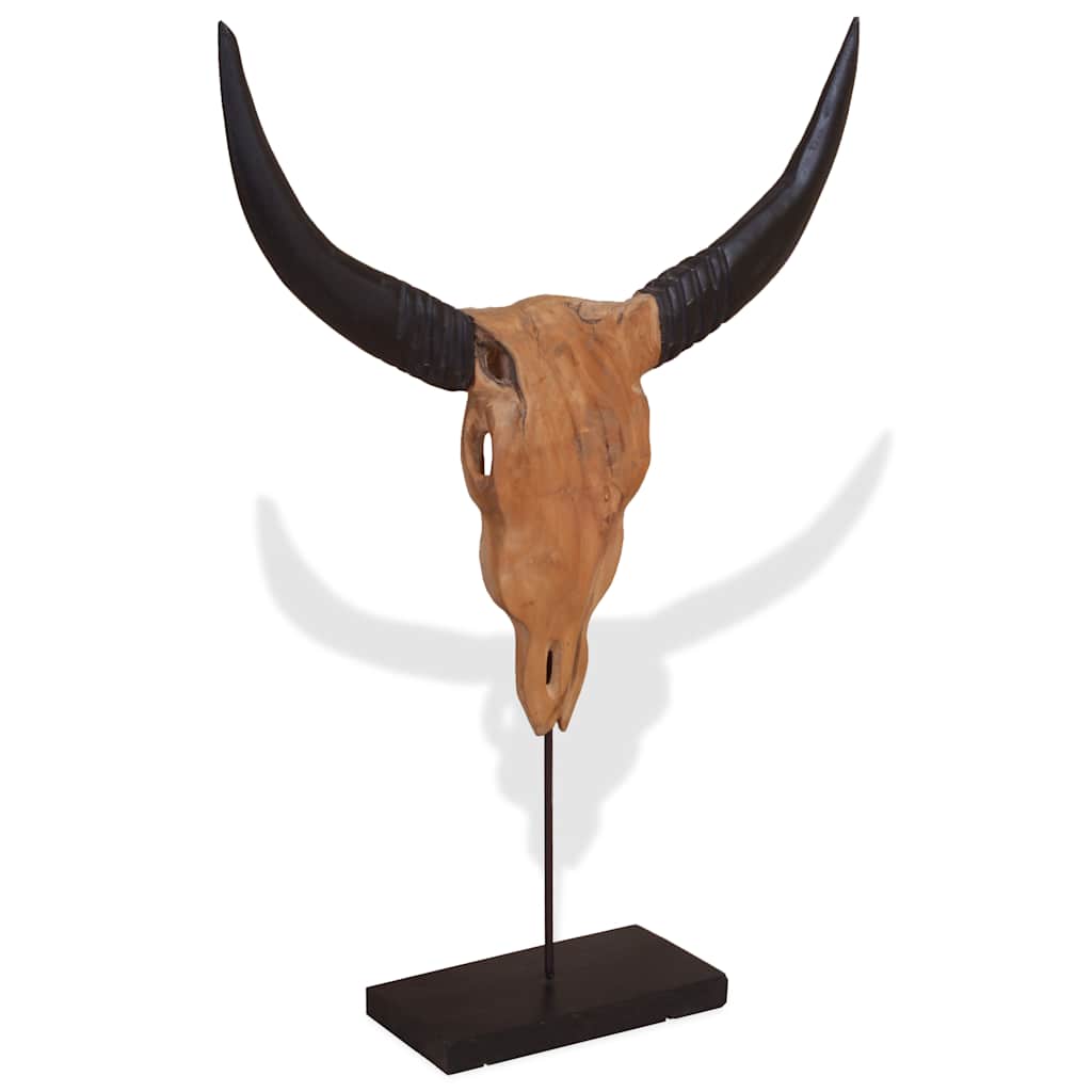 vidaXL Rzeźba Czaszka Byka Teak 66x15x88 cm