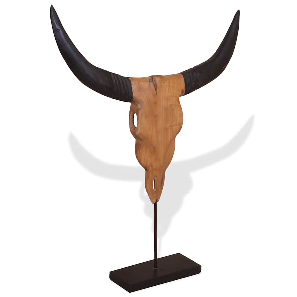 vidaXL Rzeźba Czaszka Byka Teak 66x15x88 cm