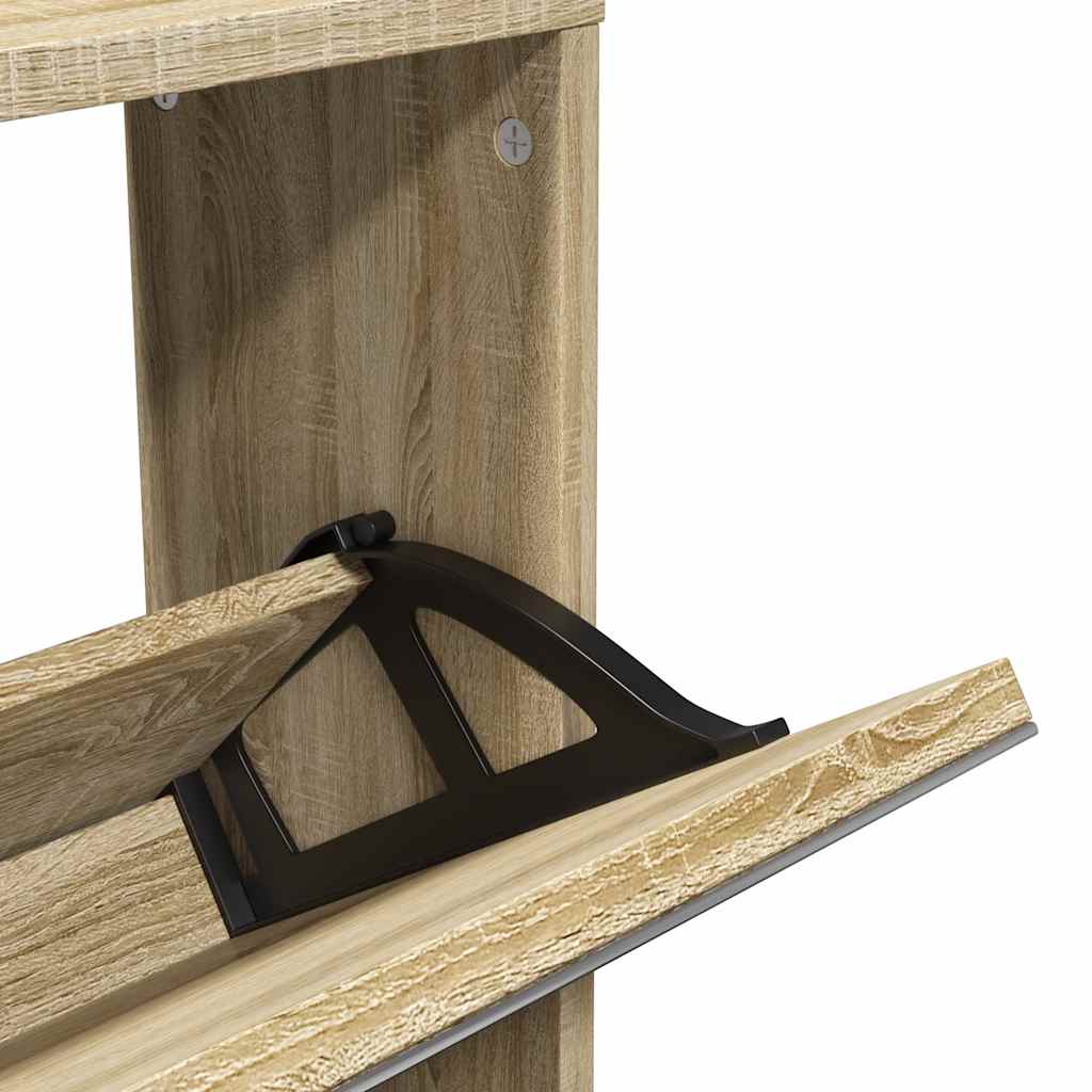vidaXL Szafka na buty z 5 półkami i lustrem, kolor dębu, 63x17x169,5