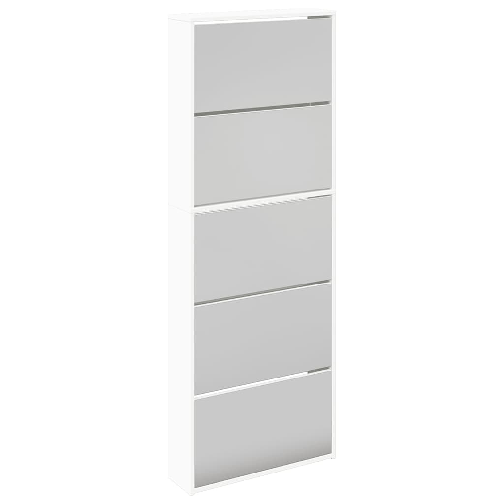 vidaXL Szafka na buty z 5 półkami, lustrzana, biała, 63x17x169,5 cm