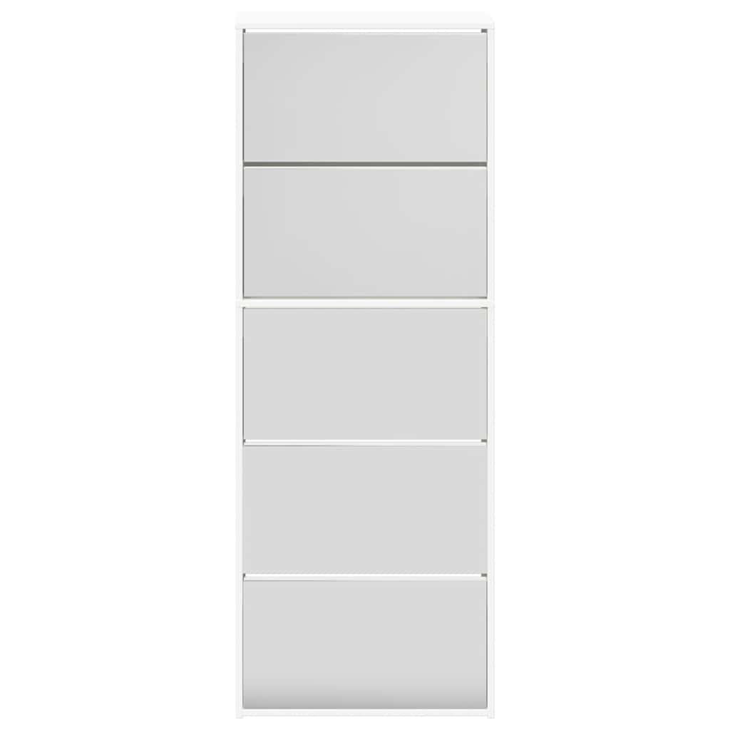 vidaXL Szafka na buty z 5 półkami, lustrzana, biała, 63x17x169,5 cm