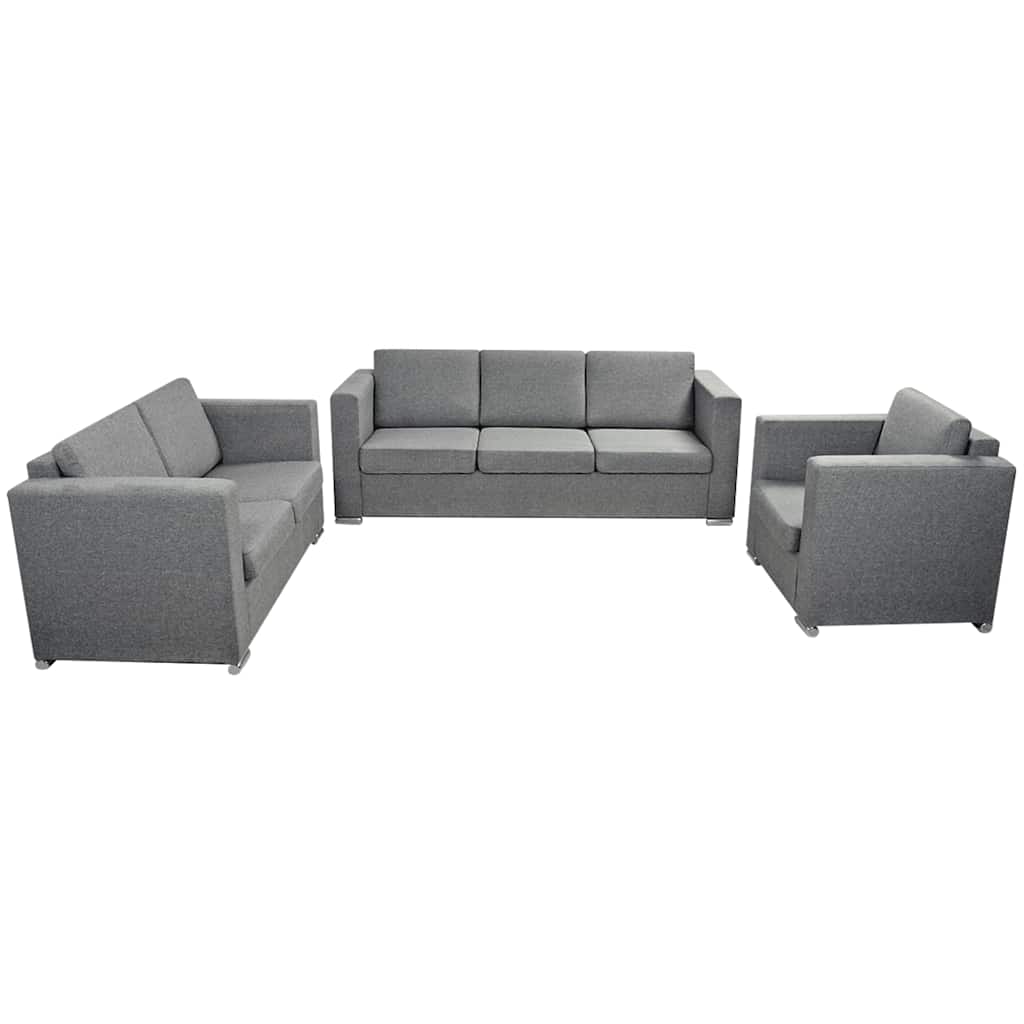vidaXL Komplet wypoczynkowy 3+2+1 jasnoszary materiał