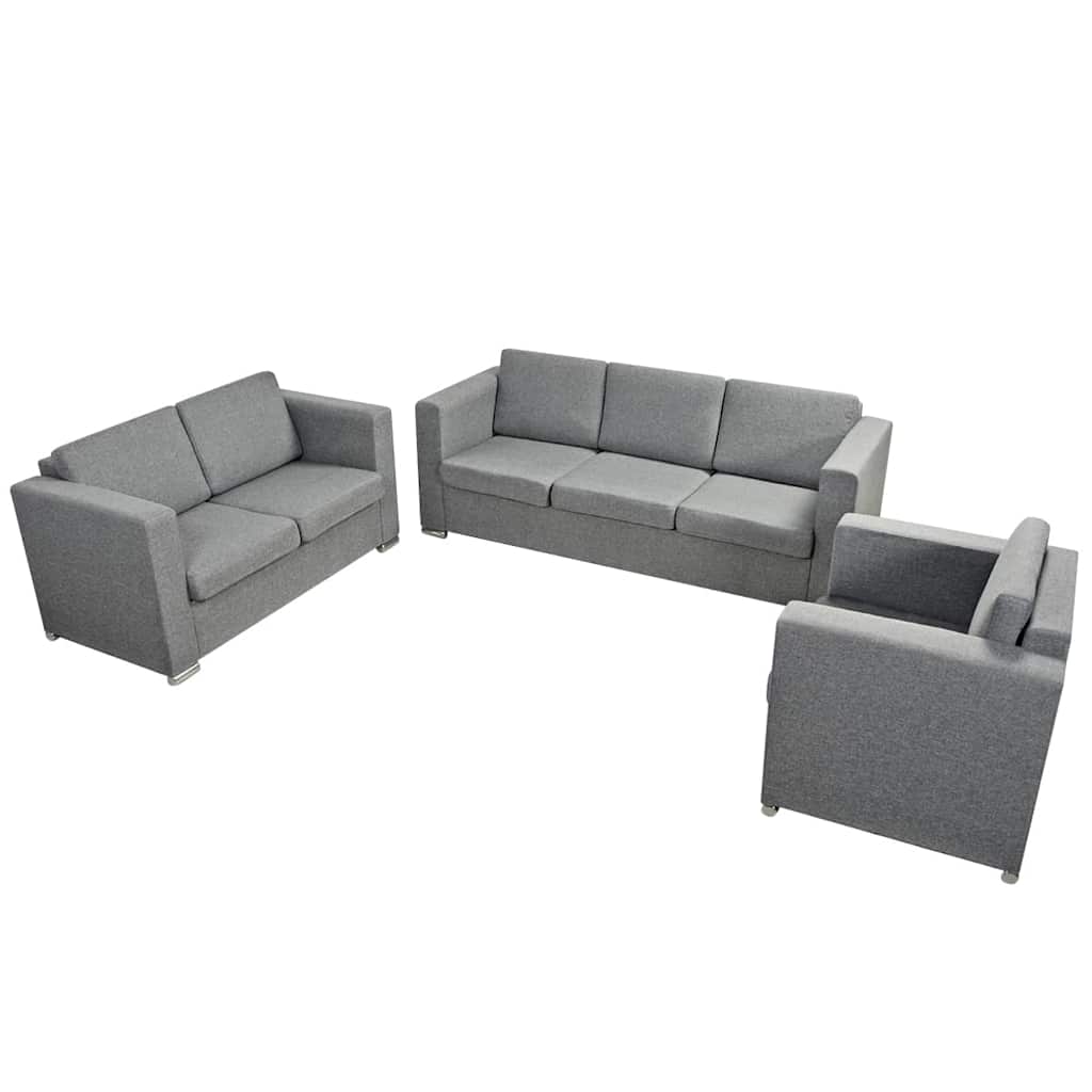 vidaXL Komplet wypoczynkowy 3+2+1 jasnoszary materiał