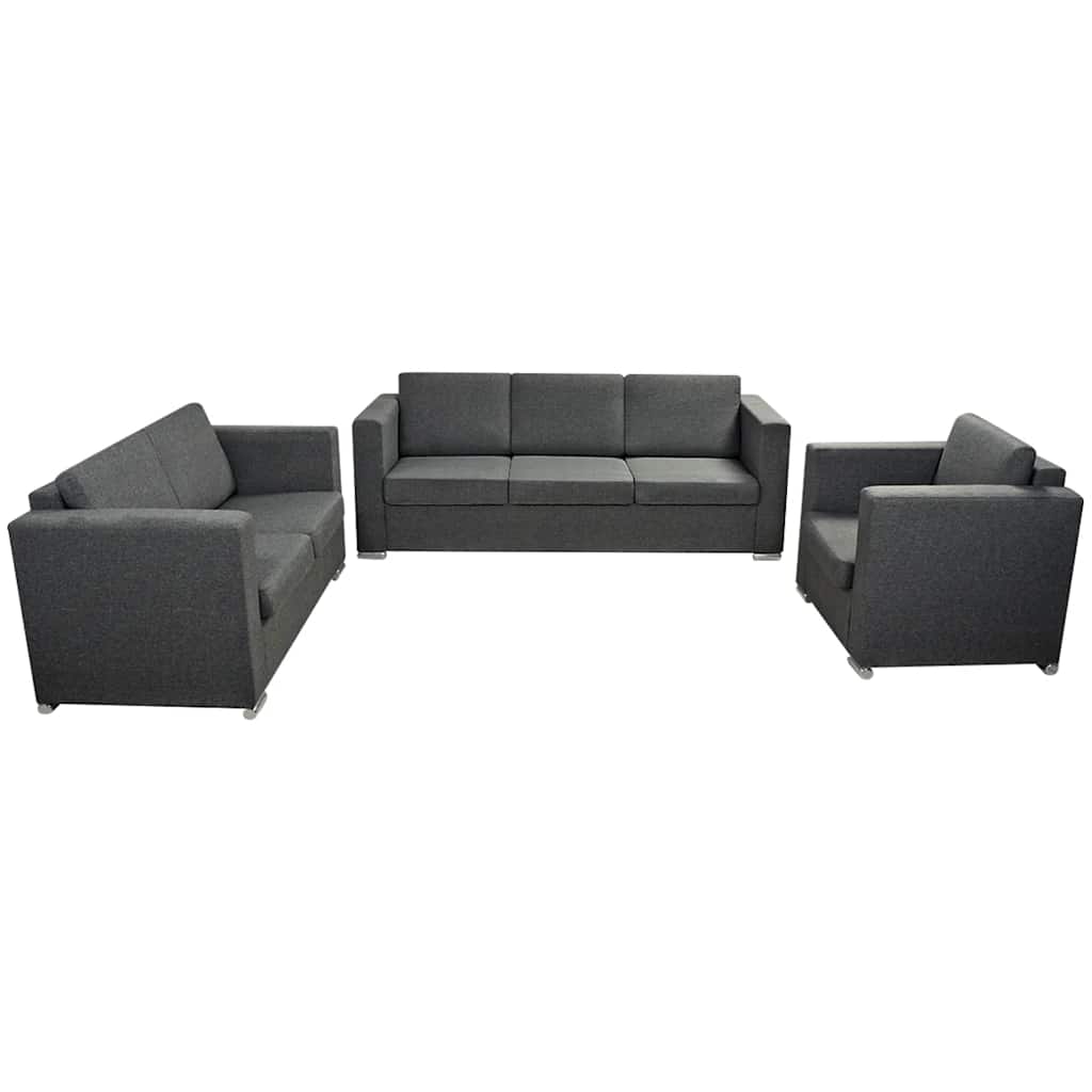 vidaXL Komplet wypoczynkowy 3+2+1 ciemnoszary materiał