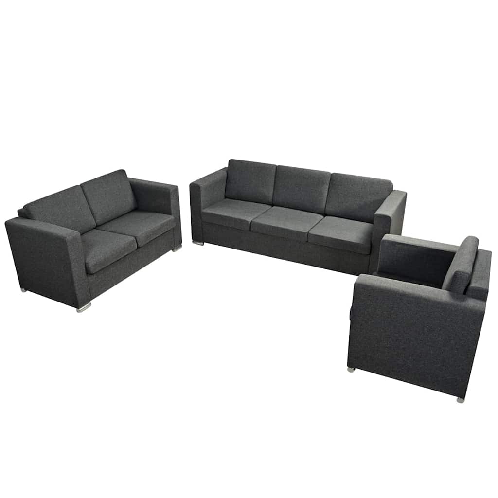 vidaXL Komplet wypoczynkowy 3+2+1 ciemnoszary materiał