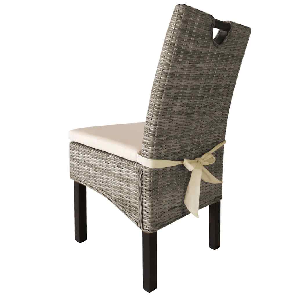 vidaXL Krzesła do jadalni, 4 szt., rattan Kubu i drewno mango