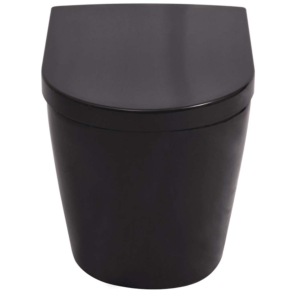 vidaXL Podwieszana toaleta ceramiczna ze spłuczką, czarna