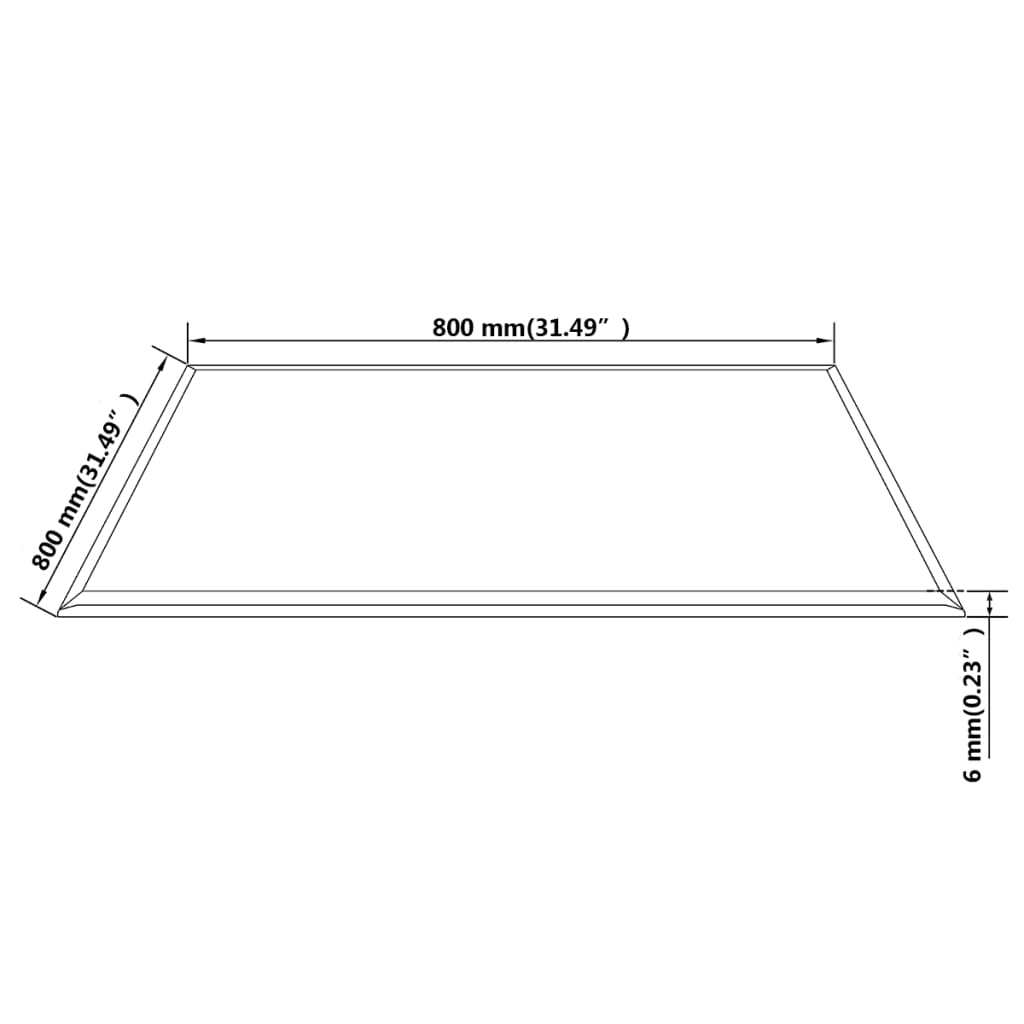 vidaXL Blat stołu ze szkła hartowanego, kwadratowy, 800 x 800 mm