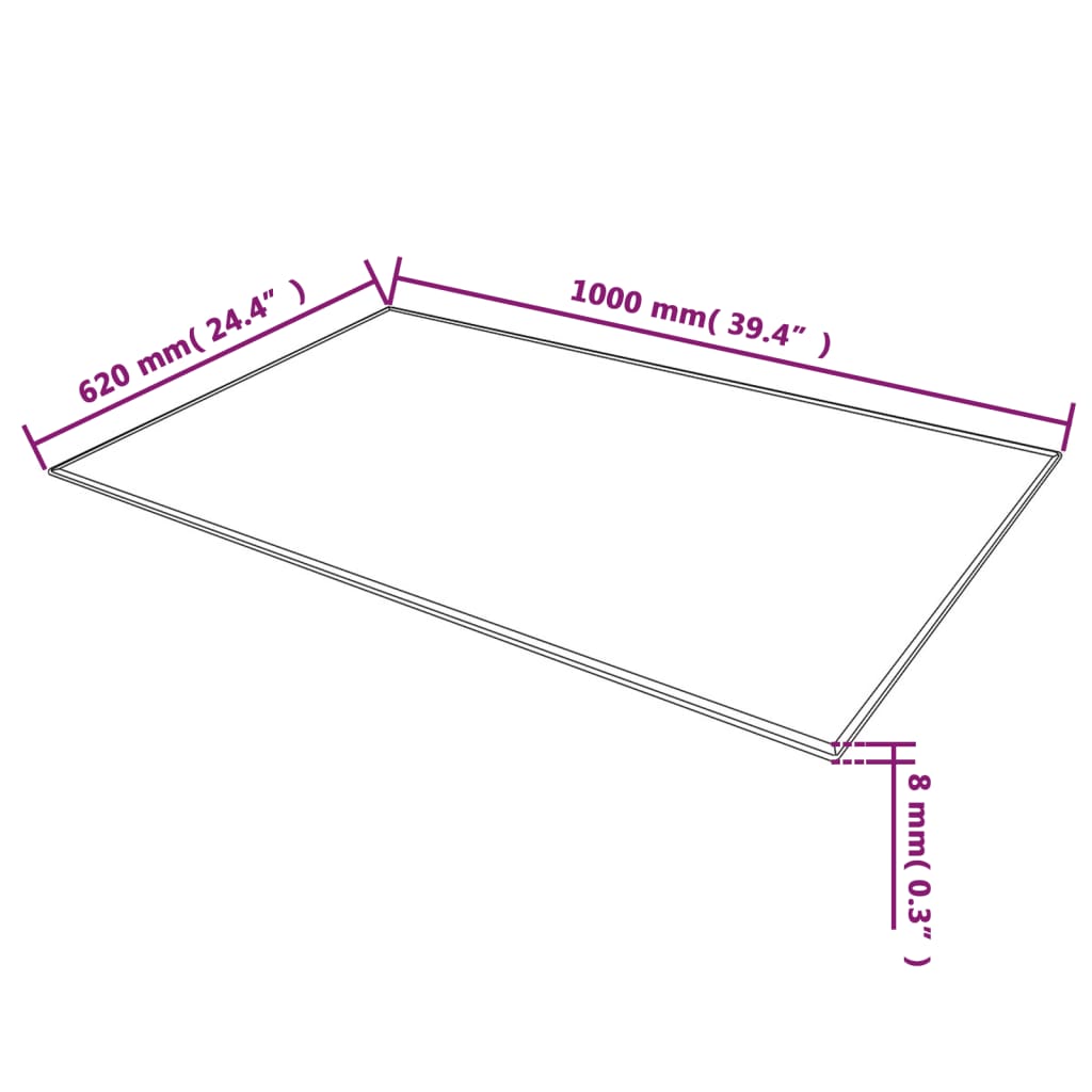 vidaXL Blat stołu ze szkła hartowanego, prostokątny, 1000 x 620 mm