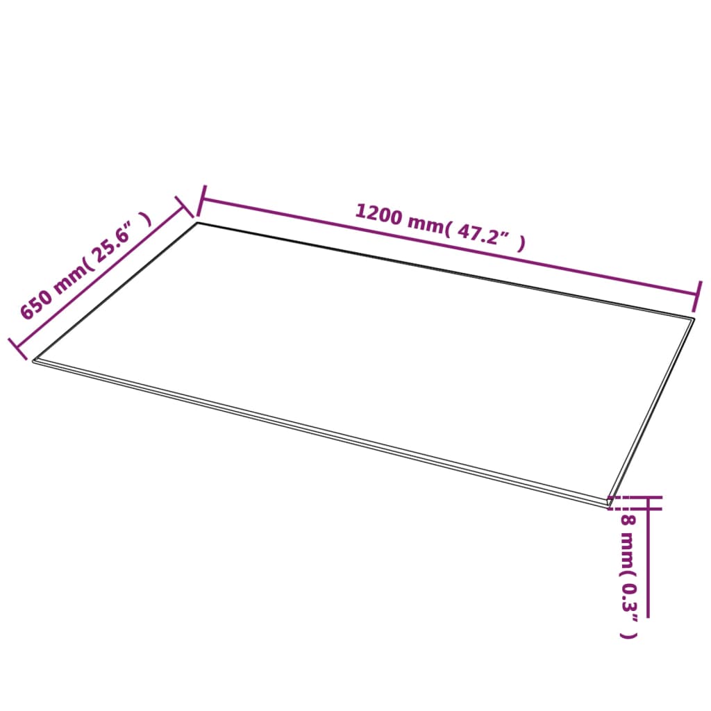 vidaXL Blat stołu szklany, prostokątny 1200 x 650 mm