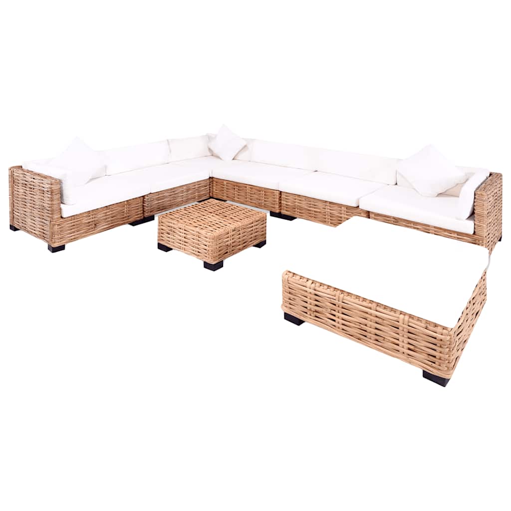 vidaXL Zestaw wypoczynkowy, 27 elementów, naturalny rattan